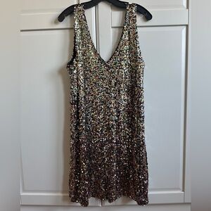 Sequin Rock and Shine multi colored shift dress 🩷💛🩵